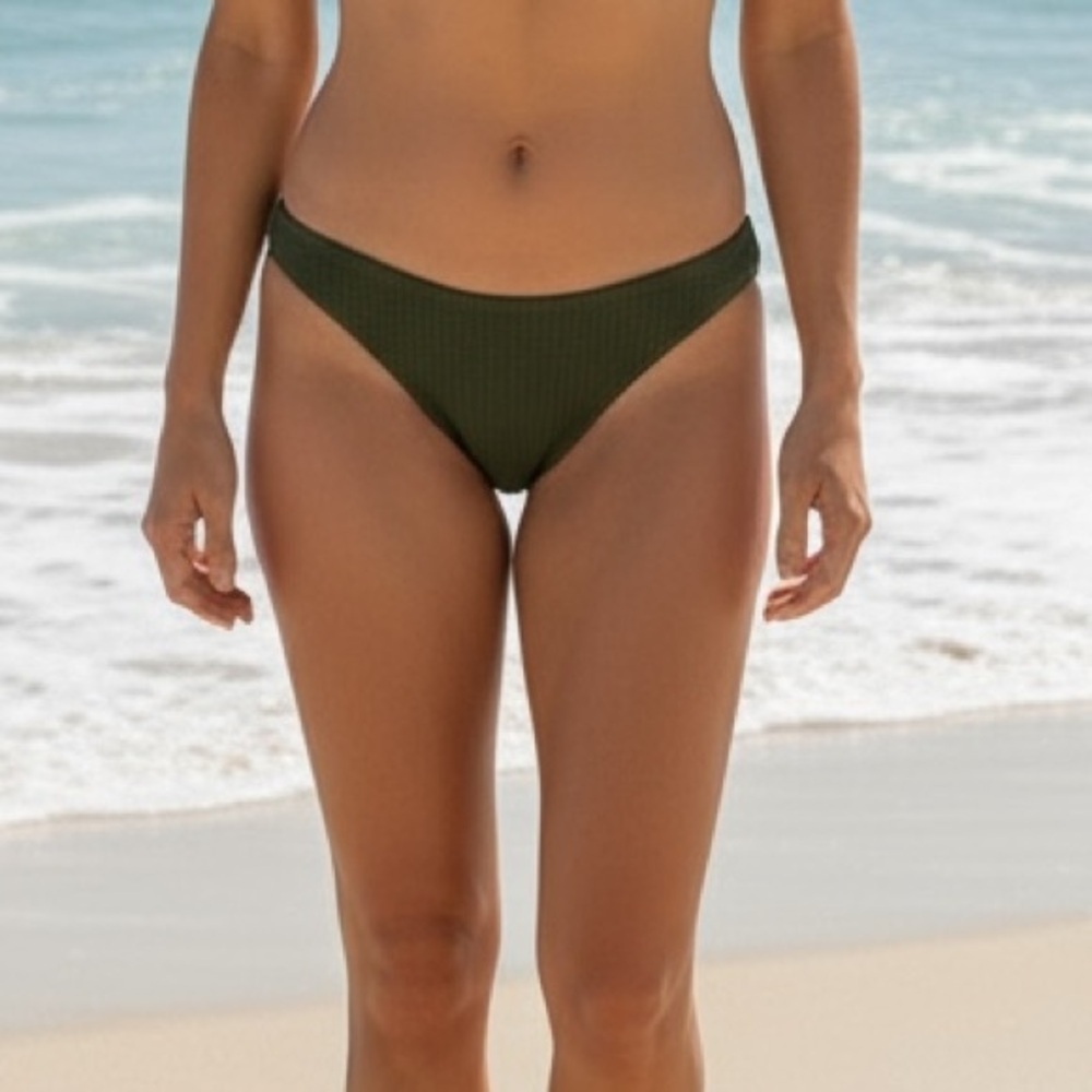 J. Crew Bikini Bottom Women's M Green Curved Waist‎ Cheeky New BC125 7834
